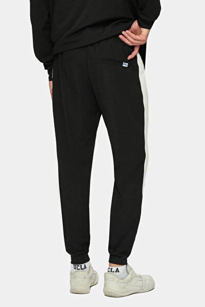 UCLA Ανδρικό παντελόνι φούτερ SALVADOR με μαύρο συρρικνωμένο κορδόνι, ελαστικό και κεντημένο, κανονική εφαρμογή