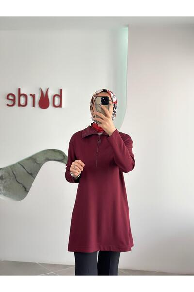 Armine Trend Yakası Taşlı Tunik 25KT406 Bordo