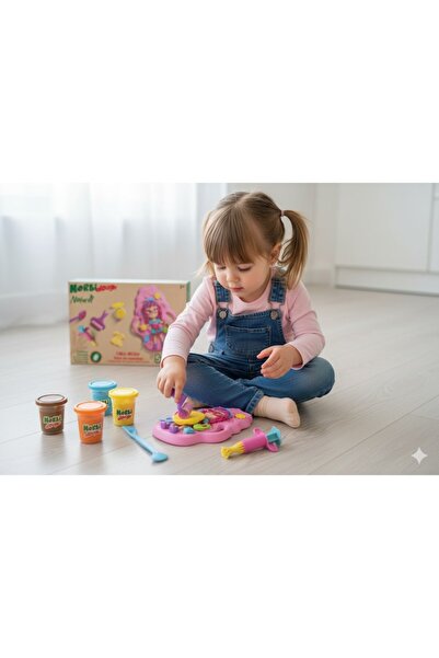 GLOBO Modeling Clay Play Set - Girl Doll Mold, 5 Colors with Hair Accessories