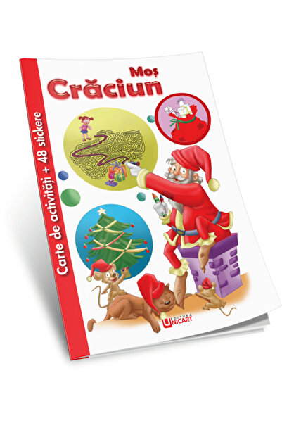unicart Carte de activitati si 48 de stickere cu Mos Craciun