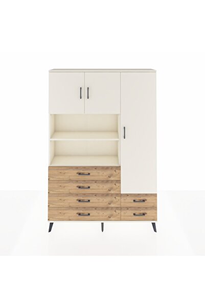 Dienni Arges Dolap 9 Raflı 6 Çekmeceli 3 Kapaklı 132x30x195 Aytaşı-Aytaşı/Çam