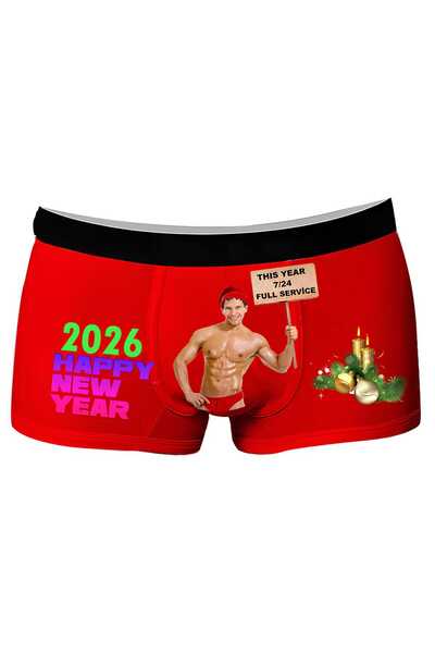 Onudabunuda Baskılı Erkek Boxer (Kırmızı-Yılbası4)