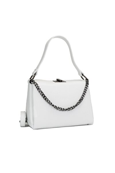 Posete Fagaras Poseta Piele Daria - Alb, 3 Compartimente, 3 Buzunare, Bareta ...