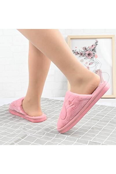 Tmall Women's fluffy slippers, With heart, With fur, PD1071, Pink