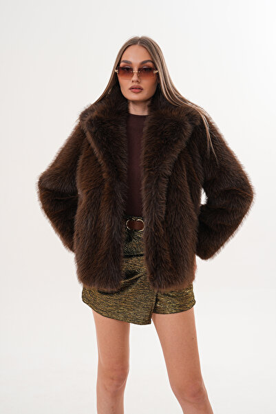 NAVY γούνινο παλτό με γιακά