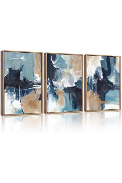 ALAYRA International Navy Blue Abstract Wall Art (30x40 cm Framed) – Modern M...