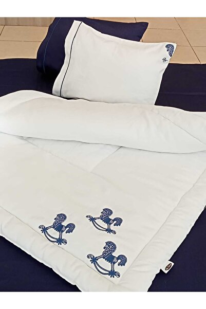 BAŞ TASARIM Horse Embroidered Two-Color (White - Navy Blue) Winter Baby Sleep...