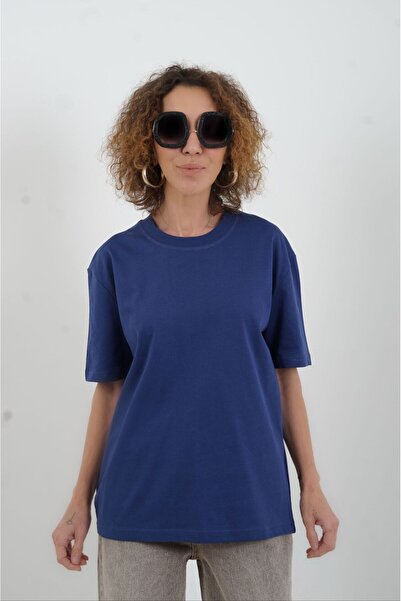 Zelish My Sister Μπλουζάκι με λαιμόκοψη Indigo Special Stitched