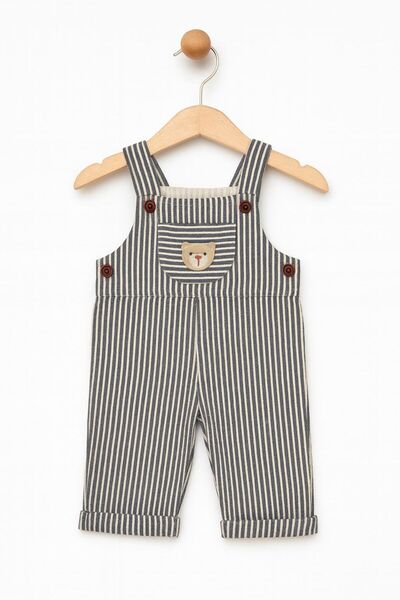 Babito Baby Boys' Striped Tracksuit with Slopetli Teddy Bear Design and Ic Badili Double Set
