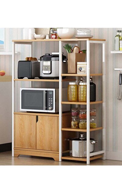 ZUIHAO ركن قهوة مكون من 4 طبقات، خزانة قهوة، رف تخزين للمطبخ، حامل فرن ميكروو...