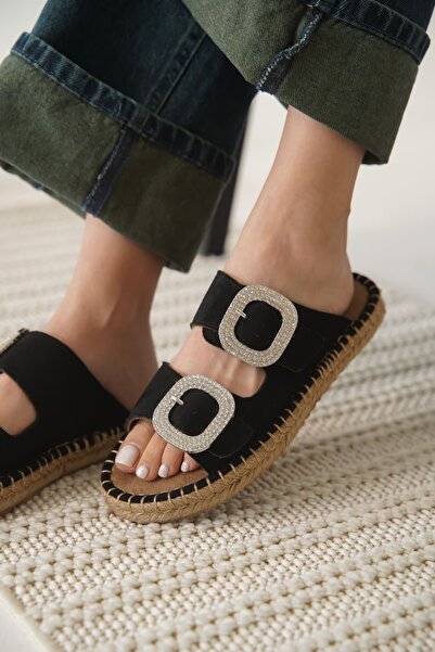 TRENDELLA Tyna Suede Black Stone Women's Slippers