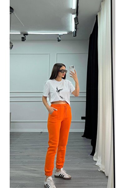 Daves Orange Three-Thread 100% Cotton Tracksuit with Elasticated Legs