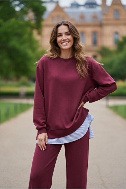 Tesettür Diyarı بدلة حجاب من الأعلى والأسفل مع تنورة وقميص - بورجوندي