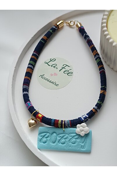 La fee aksesuar Mavi Küçük Irk Köpek Künye Kedi Tasma İsimli Charm Kolye çiçek kalp