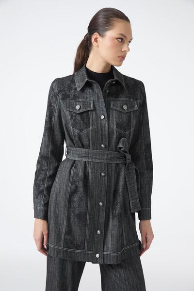 Zühre Belted Sports Black Jacket C-0159