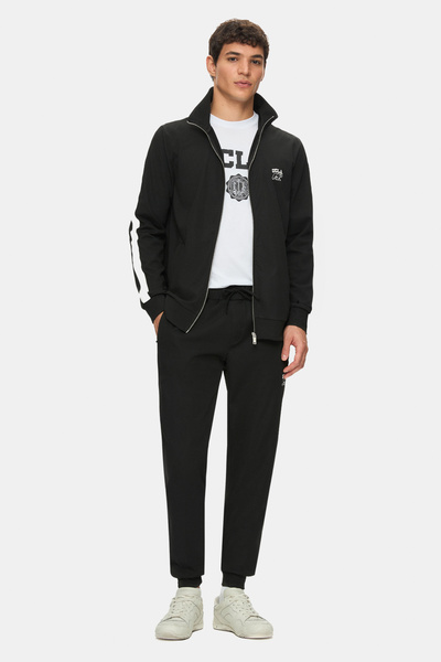 UCLA Ανδρικό παντελόνι φούτερ SALVADOR με μαύρο συρρικνωμένο κορδόνι, ελαστικό και κεντημένο, κανονική εφαρμογή