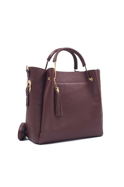 Posete Fagaras Poseta Piele Bryna - Bordo, 2 Compartimente, Bareta Reglabila ...