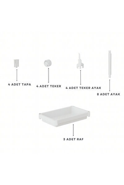 HOMİNG 3-Tier Rolling Multi-Purpose Bathroom & Kitchen Organizer Shelf