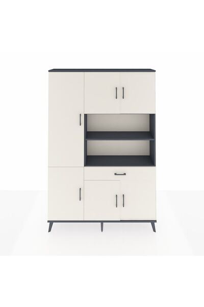 Dienni Arges Dolap 10 Raflı Tek Çekmeceli 6 Kapaklı 132x30x195 Antrasit-Aytaş...