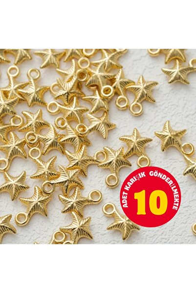 Feron Aksesuar 10 Adet Altın Renk Deniz Yıldızı Kolye Ucu Charm Seti CRM105