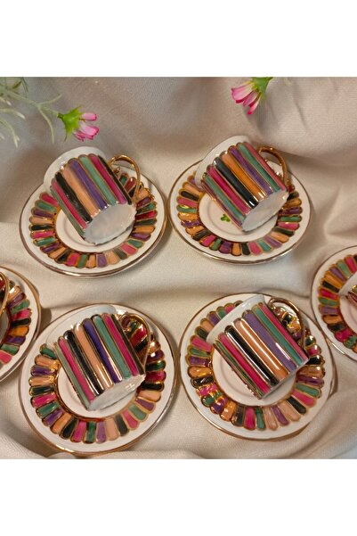 BY.RAYKA PORSELEN El Dekor Efes Porselen El Boyama Coffee Cup Set