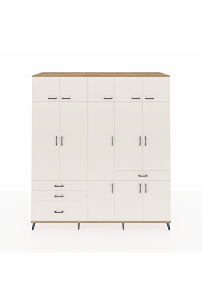 Dienni Kronos Dolap 8 Raflı 4 Çekmeceli 3 Askılı 220x59x243 Çam-Aytaşı/Aytaşı