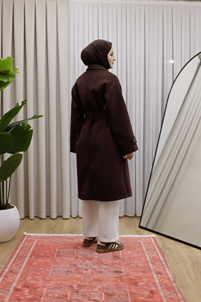 MOONSC Jacket Collar Double-Breasted Belted Cashmere Coat Premium