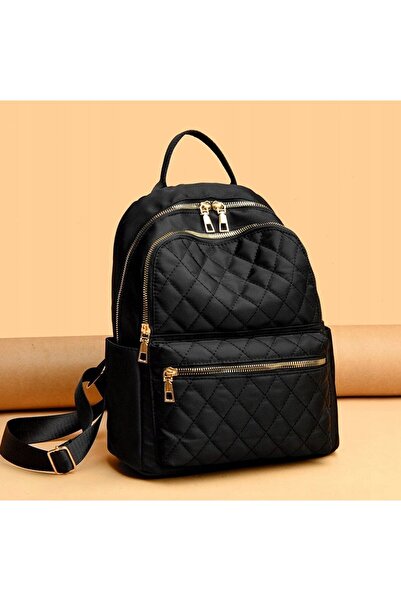 zola Γυναικείο σακίδιο πλάτης, ρυθμιζόμενα λουράκια, -δέρμα, μοτίβο ρόμβου, μαύρο, 35 x 30 x 15 εκ.