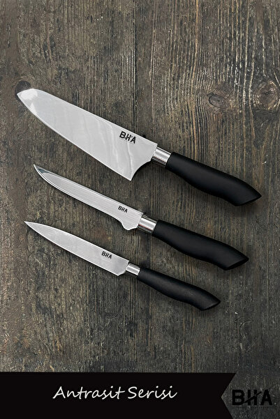 B-H-A BIÇAKÇI HACI AHMET Sürmene BHA 3 Parça Şef Mutfak Bıçak Seti Günlük Kul...