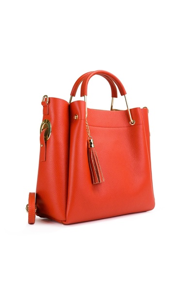 Posete Fagaras Bryna Leather Purse - Brick, Casual Bag Made of Genuine Leathe...