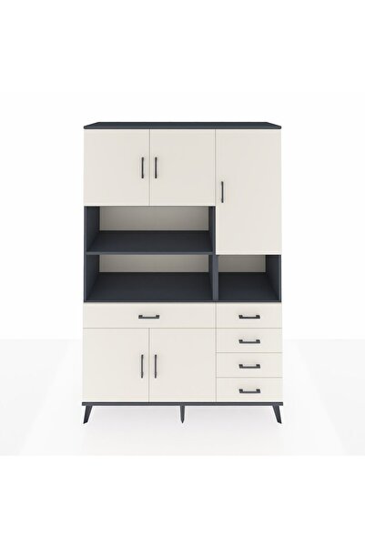 Dienni Hyperion Dolap 9 Raflı 5 Çekmeceli 5 Kapaklı 132x44x195 Antrasit-Aytaş...