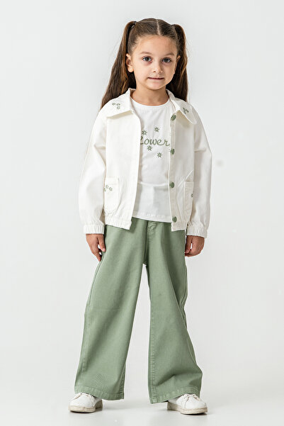 kinderos Flowers Embroidered Girls' 3-Piece Set - 26K 6355