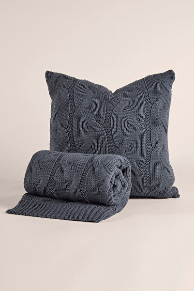 Penelope Knitwear Tv Blanket Throw Smoked Sofa Shawl 90X200 cm - Cabella Series