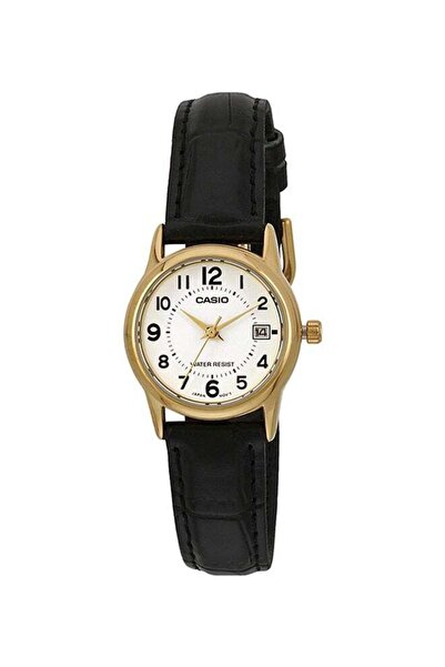 Casio Women's Leather Analog Wrist Watch (LTP-V002GL-7BUDF) - 25 mm - Black