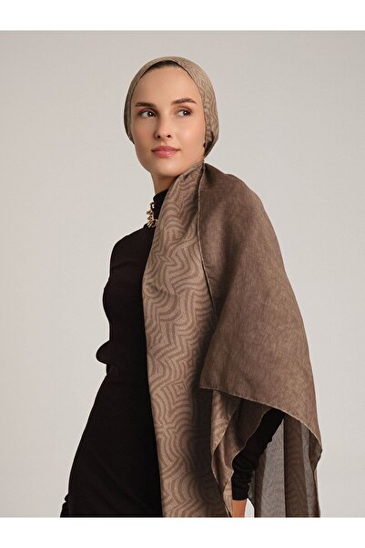 Ayshara شال شيراز من مجموعة ألوان القهوة الفاتحة ذو وجهين