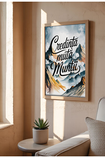 21mxm Unframed Religious Canvas Poster in Romanian - Digital Print - Credinta Muta Muntii