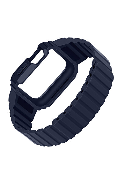 Lopard Apple Watch Series 10 / 11 Kılıf 46mm KD-142 Airbag Tasarımlı Kasa Koruyuculu Silikon Kordon