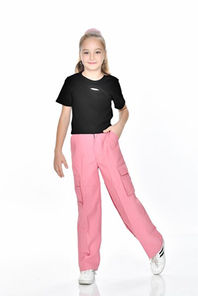Kamex Parachute Cargo Pocket Buttoned Zippered School Girl's Trousers