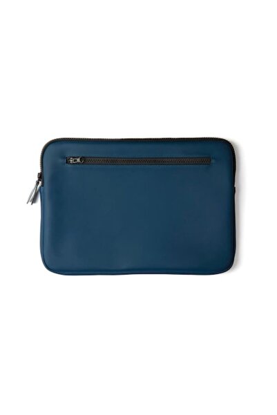 RONIC Husă pentru laptop de 14" din oțel, 2 buzunare cu fermoar, material nubuc mat PU rezistent la apă, albastru Cosmic