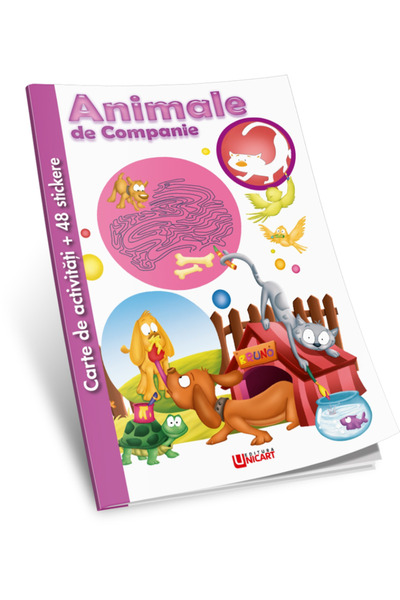 unicart Carte de activitati animale de companie si 48 de stickere, 100 pagini