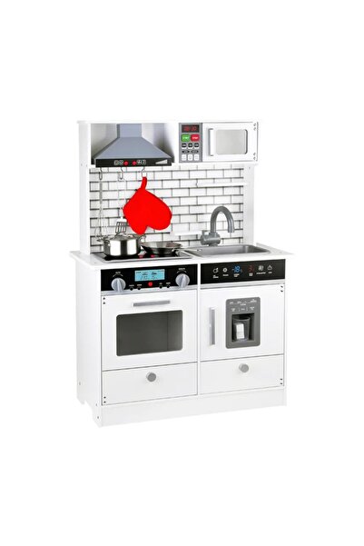 GINGER HOME Bucatarie utilata din MDF cu sunete lumini si accesorii Alb/Gri