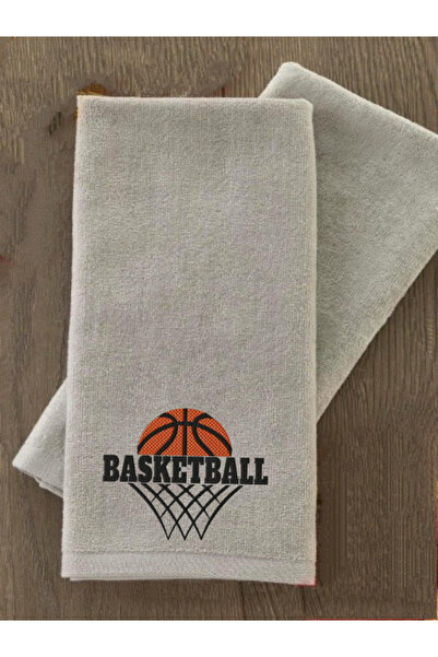 Ursa Basketball Written on the Ball and Basket Design Embroidered Sports Towel 30X50