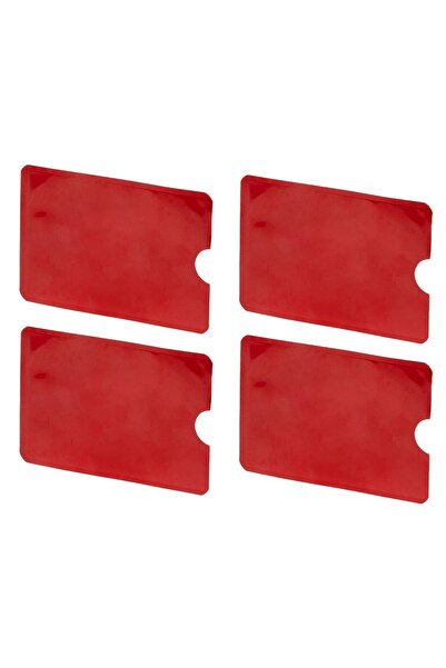 zola Set of 4 anti-theft card covers, plastic/aluminium, 9.5x6.5 cm, red