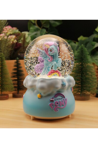 HEDİYEBİZİZ MY LİTTLE PONY UNICORN Kar Motorlu, Işıklı ve Müzikli Mega Boy Kar Küresi - MAVİ
