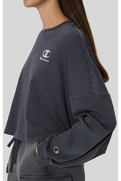 Champion Icons Plush Wash Long Sleeve T-Shirt Gray Women's T-Shirt - 118022-Vs517