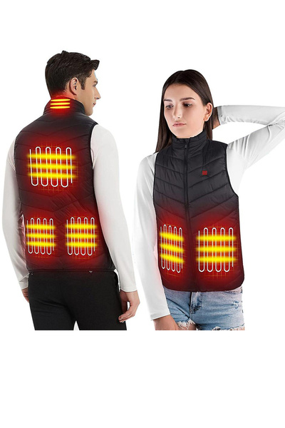 zola Vestă încălzită unisex, slim fit, 3 temperaturi diferite, cablu USB încorporat, L, 58,5x78 cm, neagră