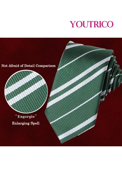 Youtrico Harry Potter Style Vintage Striped Tie – Gryffindor, Slytherin, Ravenclaw, Hufflepuff Style