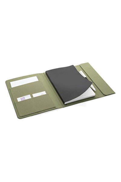 RONIC Deluxe Portfolio Notebook, Green, Recycled Cover, Magnetic Closure, A5, 128 pages