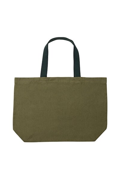 RONIC Sonia shopping bag, undyed recycled canvas, 41x4x57 cm, green