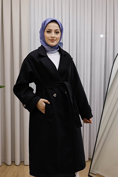 MOONSC Jacket Collar Double-Breasted Belted Cashmere Coat Premium